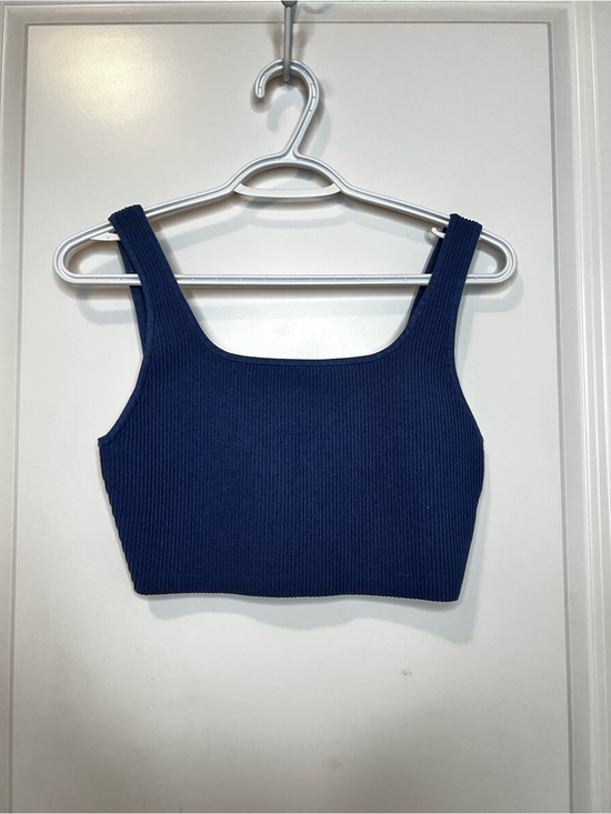 Babaton Tops - Aritzia Babaton Navy Ribbed Square-Neck Crop Tank